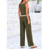 imagePRETTYGARDEN Womens 2 Piece Outfits Smmer Casual Sleeveless Tank Crop Top Pants Sets Tracksuit