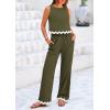 imagePRETTYGARDEN Womens 2 Piece Outfits Smmer Casual Sleeveless Tank Crop Top Pants Sets Tracksuit