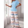 imagePRETTYGARDEN Womens 2 Piece Pajama Sets Summer 2026 Matching Lounge Outfits Short Sleeve Printed Sleepwear Spring PJ SetLight Blue