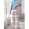 imagePRETTYGARDEN Womens 2 Piece Pajama Sets Summer 2026 Matching Lounge Outfits Short Sleeve Printed Sleepwear Spring PJ SetLight Blue