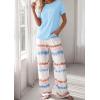 imagePRETTYGARDEN Womens 2 Piece Pajama Sets Summer 2026 Matching Lounge Outfits Short Sleeve Printed Sleepwear Spring PJ SetLight Blue