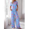 imagePRETTYGARDEN Womens 2 Piece Pajama Sets Summer 2026 Matching Lounge Outfits Short Sleeve Printed Sleepwear Spring PJ SetMulticolor Leopard