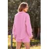 imagePRETTYGARDEN Womens 2 Piece Tracksuit Outfit Long Sleeve Blouse High Waisted Drawstring Shorts Loungewear Set PinkMedium