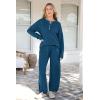 imagePRETTYGARDEN Womens 2 Piece Tracksuit Outfits 2024 Fall Knit Sweater And Wide Leg Pants Sweatsuit Lounge Sets Lake BlueLarge
