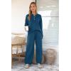 imagePRETTYGARDEN Womens 2 Piece Tracksuit Outfits 2024 Fall Knit Sweater And Wide Leg Pants Sweatsuit Lounge Sets Lake BlueLarge