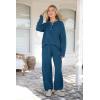 imagePRETTYGARDEN Womens 2 Piece Tracksuit Outfits 2024 Fall Knit Sweater And Wide Leg Pants Sweatsuit Lounge Sets Lake BlueLarge