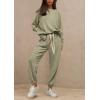 imagePRETTYGARDEN Womens 2 Piece Tracksuit Outfits Casual Long Sleeve Top High Waisted Sweatpants Lounge Jogger Set Light GreenMedium
