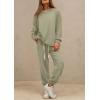 imagePRETTYGARDEN Womens 2 Piece Tracksuit Outfits Casual Long Sleeve Top High Waisted Sweatpants Lounge Jogger Set Light GreenMedium