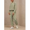 imagePRETTYGARDEN Womens 2 Piece Tracksuit Outfits Casual Long Sleeve Top High Waisted Sweatpants Lounge Jogger Set Light GreenMedium