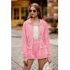 imagePRETTYGARDEN Womens 2 Piece Velour Tracksuit Casual Long Sleeve Zip Up Hoodie And Shorts Set Jogger Outfits Rose PinkMedium