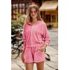 imagePRETTYGARDEN Womens 2 Piece Velour Tracksuit Casual Long Sleeve Zip Up Hoodie And Shorts Set Jogger Outfits Rose PinkMedium