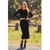 imagePRETTYGARDEN Womens 2024 Fall 2 Piece Outfits Tracksuit Rib Knit Crop Tops and Slit Midi Bodycon Skirt Dress Sets BlackSmall