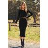imagePRETTYGARDEN Womens 2024 Fall 2 Piece Outfits Tracksuit Rib Knit Crop Tops and Slit Midi Bodycon Skirt Dress Sets BlackSmall