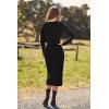 imagePRETTYGARDEN Womens 2024 Fall 2 Piece Outfits Tracksuit Rib Knit Crop Tops and Slit Midi Bodycon Skirt Dress Sets BlackSmall
