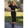 imagePRETTYGARDEN Womens 2024 Fall 2 Piece Outfits Tracksuit Rib Knit Crop Tops and Slit Midi Bodycon Skirt Dress Sets BlackSmall