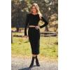 imagePRETTYGARDEN Womens 2024 Fall 2 Piece Outfits Tracksuit Rib Knit Crop Tops and Slit Midi Bodycon Skirt Dress Sets BlackSmall