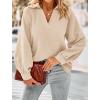 imagePRETTYGARDEN Womens 2024 Fall Fashion Blouse Tops Casual Long Sleeve V Neck Collared Cotton Linen Shirts