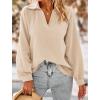 imagePRETTYGARDEN Womens 2024 Fall Fashion Blouse Tops Casual Long Sleeve V Neck Collared Cotton Linen Shirts