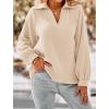 imagePRETTYGARDEN Womens 2024 Fall Fashion Blouse Tops Casual Long Sleeve V Neck Collared Cotton Linen Shirts