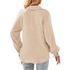 imagePRETTYGARDEN Womens 2024 Fall Fashion Blouse Tops Casual Long Sleeve V Neck Collared Cotton Linen Shirts