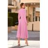 imagePRETTYGARDEN Womens 2024 Fall Midi Dress Puff Long Sleeve Wrap V Neck A Line Flowy Casual Elegant Cocktail Party Dresses PinkMedium