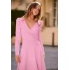 imagePRETTYGARDEN Womens 2024 Fall Midi Dress Puff Long Sleeve Wrap V Neck A Line Flowy Casual Elegant Cocktail Party Dresses PinkMedium
