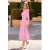 imagePRETTYGARDEN Womens 2024 Fall Midi Dress Puff Long Sleeve Wrap V Neck A Line Flowy Casual Elegant Cocktail Party Dresses PinkMedium