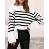 imagePRETTYGARDEN Womens 2024 Fall Striped Sweater Oversized Long Sleeve Crew Neck Side Slit Casual Trendy Knit Pullover Sweaters