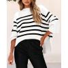 imagePRETTYGARDEN Womens 2024 Fall Striped Sweater Oversized Long Sleeve Crew Neck Side Slit Casual Trendy Knit Pullover Sweaters