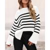 imagePRETTYGARDEN Womens 2024 Fall Striped Sweater Oversized Long Sleeve Crew Neck Side Slit Casual Trendy Knit Pullover Sweaters