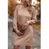 imagePRETTYGARDEN Womens 2024 Fall Sweater Dress Crewneck Long Sleeve Oversized Pullover Sweaters Casual Knit Short Dresses KhakiSmall