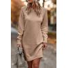 imagePRETTYGARDEN Womens 2024 Fall Sweater Dress Crewneck Long Sleeve Oversized Pullover Sweaters Casual Knit Short Dresses KhakiSmall