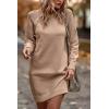 imagePRETTYGARDEN Womens 2024 Fall Sweater Dress Crewneck Long Sleeve Oversized Pullover Sweaters Casual Knit Short Dresses KhakiSmall
