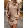 imagePRETTYGARDEN Womens 2024 Fall Sweater Dress Crewneck Long Sleeve Oversized Pullover Sweaters Casual Knit Short Dresses KhakiSmall