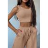 imagePRETTYGARDEN Womens 2024 Fall Track Suits 3 Piece Outfits Matching Sets Ribbed Knit Cardigan Cropped Tank Tops Wide Leg Pants