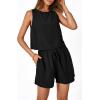 imagePRETTYGARDEN Womens 2024 Summer 2 Piece Outfits Casual Button Back Crop Tank Tops and High Waist Shorts Set BlackLarge