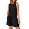imagePRETTYGARDEN Womens 2024 Summer 2 Piece Outfits Casual Button Back Crop Tank Tops and High Waist Shorts Set BlackLarge