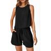 imagePRETTYGARDEN Womens 2024 Summer 2 Piece Outfits Casual Button Back Crop Tank Tops and High Waist Shorts Set BlackLarge