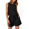 imagePRETTYGARDEN Womens 2024 Summer 2 Piece Outfits Casual Button Back Crop Tank Tops and High Waist Shorts Set BlackLarge