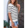 imagePRETTYGARDEN Womens 2024 Summer Button Down Striped Shirts Short Sleeve Knit Going Out Tops Dressy Casual Cute Ladies Blouses WhiteMedium