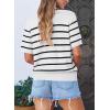 imagePRETTYGARDEN Womens 2024 Summer Button Down Striped Shirts Short Sleeve Knit Going Out Tops Dressy Casual Cute Ladies Blouses WhiteMedium