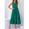imagePRETTYGARDEN Womens 2024 Summer Casual Midi Dress Sleeveless Long Flowy Tiered Cute Vacation Beach Sundresses with Pockets Brilliant GreenMedium