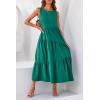 imagePRETTYGARDEN Womens 2024 Summer Casual Midi Dress Sleeveless Long Flowy Tiered Cute Vacation Beach Sundresses with Pockets Brilliant GreenMedium