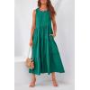 imagePRETTYGARDEN Womens 2024 Summer Casual Midi Dress Sleeveless Long Flowy Tiered Cute Vacation Beach Sundresses with Pockets Brilliant GreenMedium