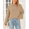 imagePRETTYGARDEN Womens 2024 Winter Chunky Knit Sweater Casual Long Lantern Sleeve Crewneck Pullover Jumper Tops