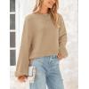 imagePRETTYGARDEN Womens 2024 Winter Chunky Knit Sweater Casual Long Lantern Sleeve Crewneck Pullover Jumper Tops