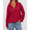 imagePRETTYGARDEN Womens 2024 Winter Pullover Sweaters Long Sleeve 14 Zip Lapel Chunky Knit Blouse Tops