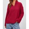 imagePRETTYGARDEN Womens 2024 Winter Pullover Sweaters Long Sleeve 14 Zip Lapel Chunky Knit Blouse Tops