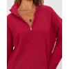 imagePRETTYGARDEN Womens 2024 Winter Pullover Sweaters Long Sleeve 14 Zip Lapel Chunky Knit Blouse Tops