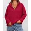 imagePRETTYGARDEN Womens 2024 Winter Pullover Sweaters Long Sleeve 14 Zip Lapel Chunky Knit Blouse Tops